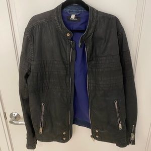 Diesel. Biker jacket. Denim. Zipper.